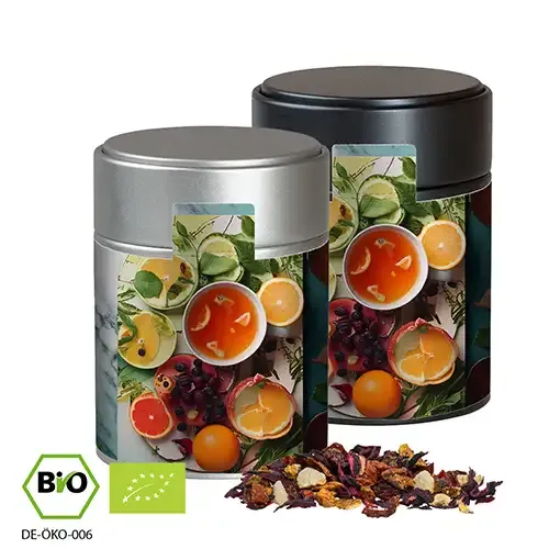 Bio Früchtetee &quot;Gute Laune&quot;, ca. 60g in Metalldose