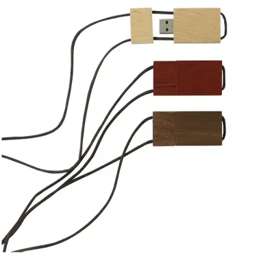 USB-Stick aus Holz mit Lederband