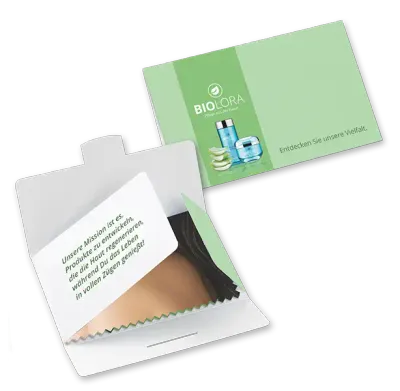 rPET Brillenputztuch mit Papieretui 18 x 15cm