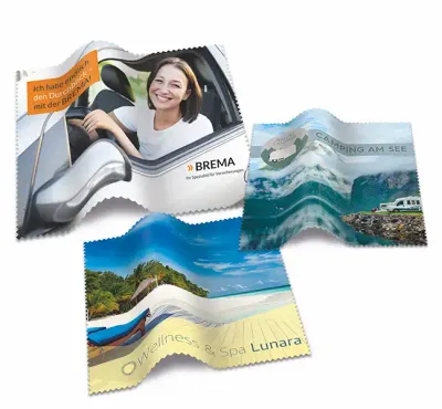 rPET Brillenputztuch mit Papieretui 15 x 15cm