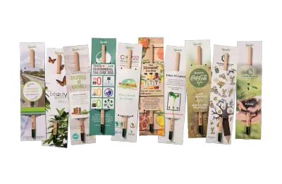 Sprout Bleistift auf Trägerkarte mit Samenkapsel zum einpflanzen als Giveaway mit Logo