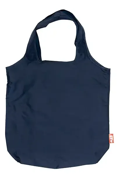Faltbarer Shopper aus 100% recyceltem Polyester in 5 Farben erhältlich mit Druck als Werbeartikel mit Logo