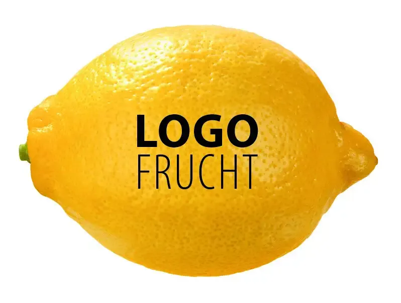 Logo Zitrone bedruckt mit Lebensmittelfarbe als Werbeartikel / Giveaway für Events und Messen
