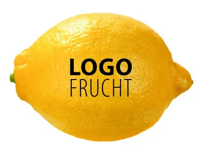 Logo Zitrone bedruckt mit Lebensmittelfarbe als Werbeartikel / Giveaway für Events und Messen