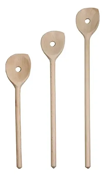 Holzkochlöffel mit Spitze und Loch inklusive Lasergravur als Werbegeschenk mit Loogo