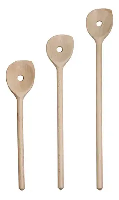 Holzkochlöffel mit Spitze und Loch Holzkochlöffel mit Spitze und Loch inklusive Lasergravur als Werbegeschenk mit Loogo