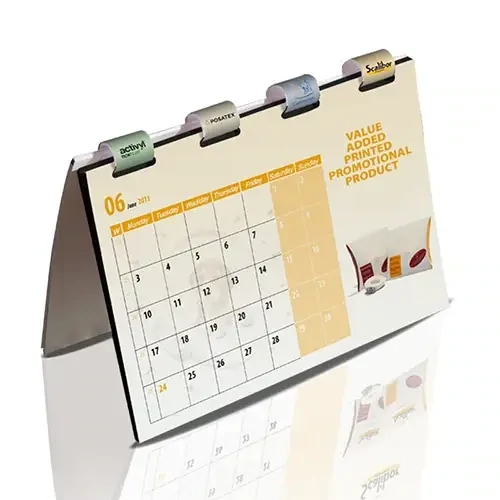 Papier-Tischkalender - komplett aus Papier inklusive Druck deines Designs als Werbeartikel mit Logo