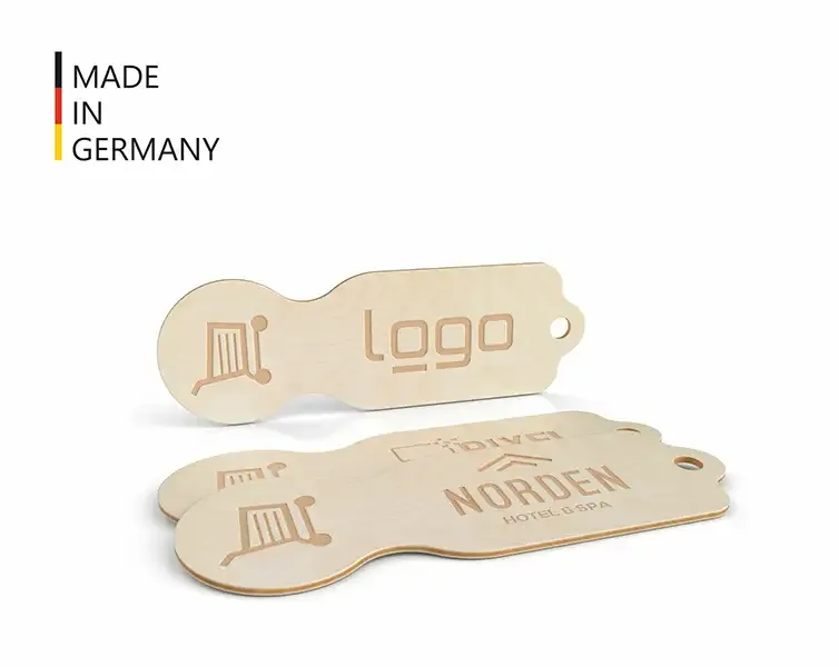 Einkaufswagen-Chip Branch aus Holz mit Lasergravur oder Digitaldruck als Giveaway mit Logo