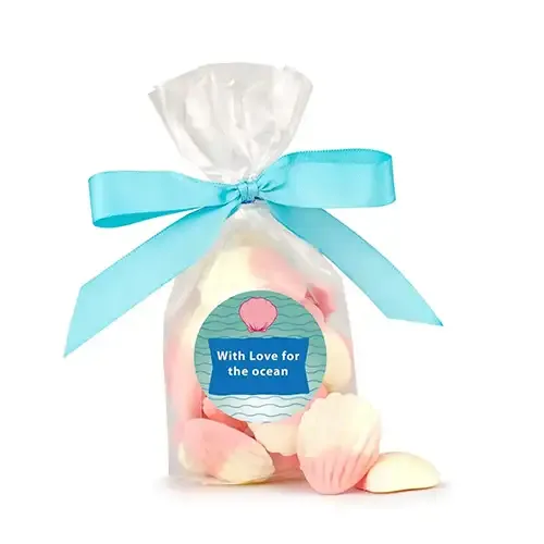 Bunte Tüte Small mit Geschenkband und inklusive Digitaldruck auf dem Etikett der Tüte als originelles Werbegeschenk mit Logo