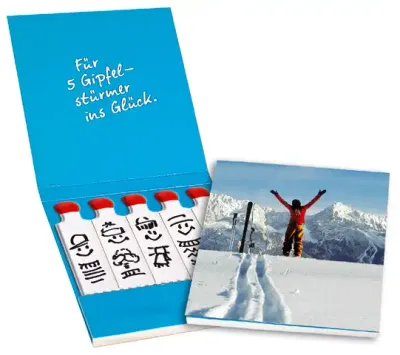 Streichhölzer (10 Zünder) aus recyceltem Karton mit Druck als Werbegeschenk mit Logo