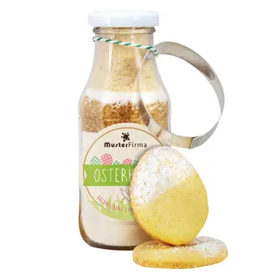 Osterkeks Backmischung Small Osterkeks Backmischung Small zum Selbermachen inklusive Digitaldruck auf dem Etikett als Werbeartikel mit Logo zu Ostern