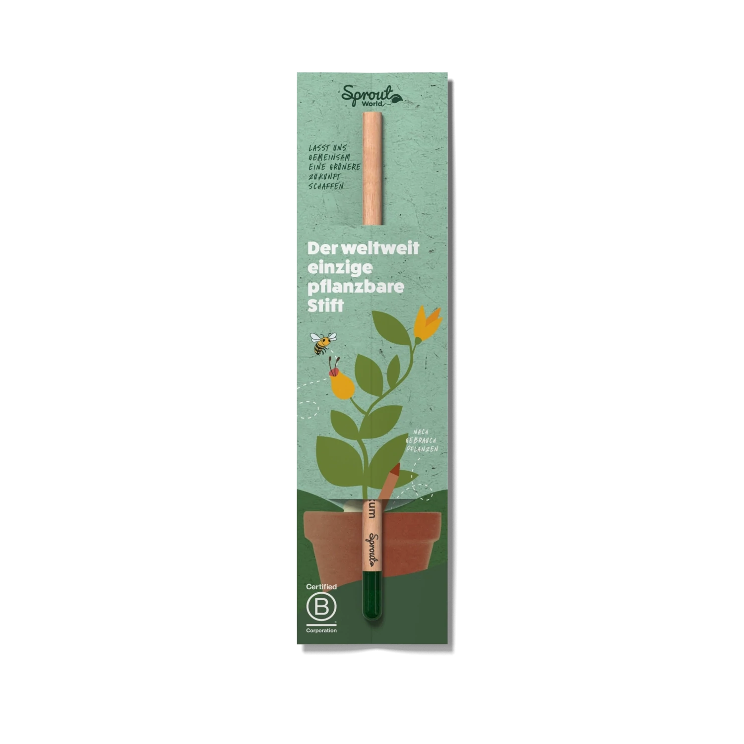 Sprout Bleistift mit Standard-Karte mit Samenkapsel zum einpflanzen als Werbegeschenk mit Logo