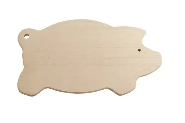 Holzbrettchen Schweinchen aus Buchenholz mit Logo