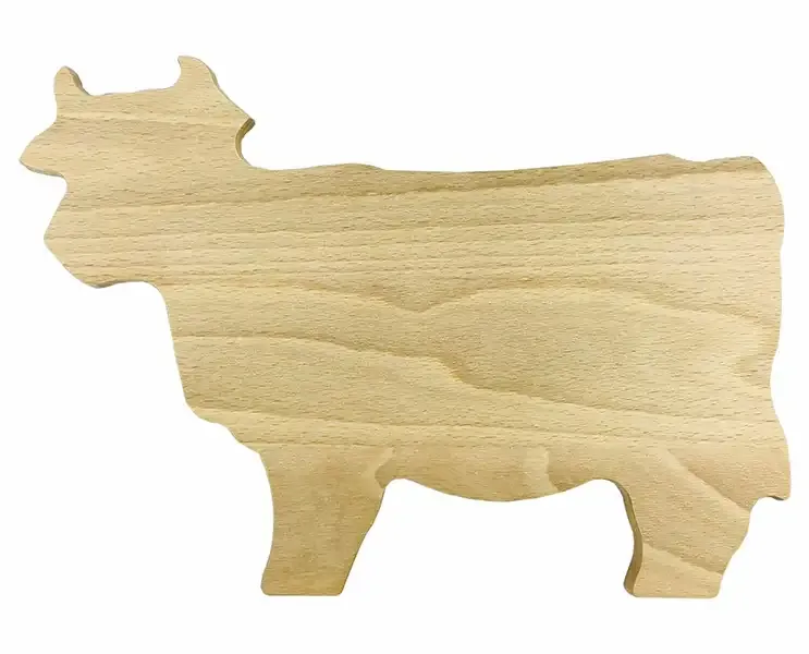 Holzbrett Kuh aus Buchenholz mit deinem Logo als Werbeartikel 