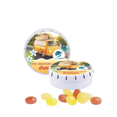 Quick Box XS Quick Box XS - Bonbondose aus Weißblech mit Logodruck inklusive als Werbegeschenk