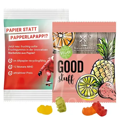 Vegane Gummibärchen 12g inklusive Druck auf der Verpackung als Giveaway mit Logo