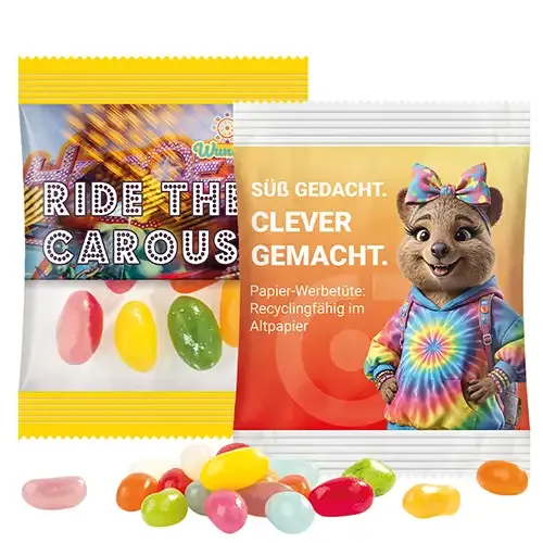 Minitüte Jelly Beans Minitüte 10g inklusive Druck auf der Verpackung als Giveaway mit Logo