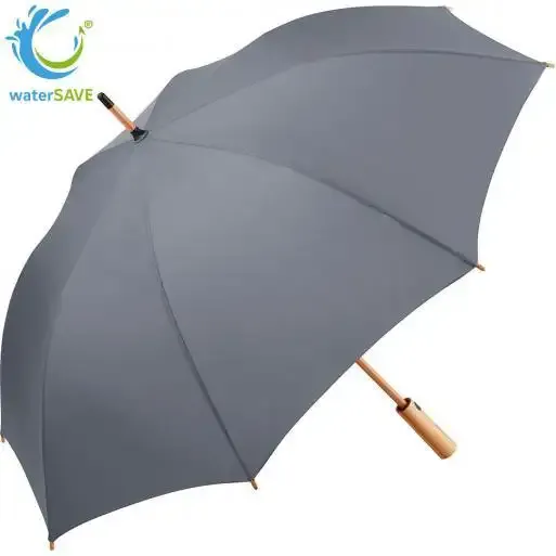 waterSAVE AC-Midsize-Bambus-Stockschirm ÖkoBrella mit Druck als hochwertiges Werbegeschenk für Mitarbeiter und Kunden