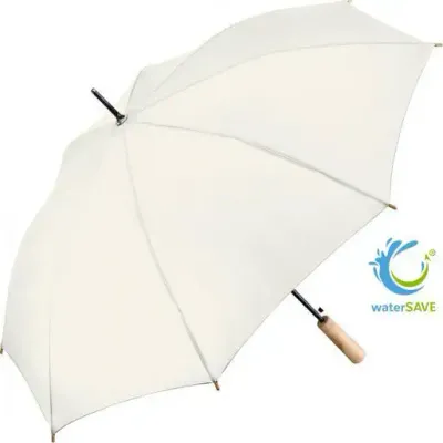 waterSAVE AC-Stockschirm ÖkoBrella mit Holzgriff und Druck als hochwertiges Werbegeschenk für Kunden und Mitarbeiter