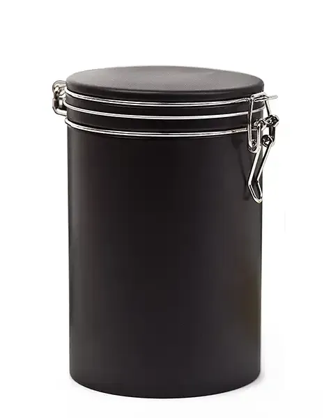 Kaffee- &amp; Teedose aus Weißblech in schwarz mit deinem Design als Werbegeschenk mit Logo