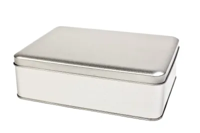 Universalbox mit Klappdeckel aus Weißblech mit deinem Design als Werbeartikel mit Logo