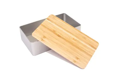 Universalbox mit Bambusdeckel mit deinem Design als Werbeartikel mit Logo