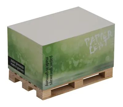 Palettenblock 12 x 8 x 6 cm Notizzettel auf Mini-Holzpalette mit individuellem Druck als Werbegeschenk für Unternehmen mit Logo