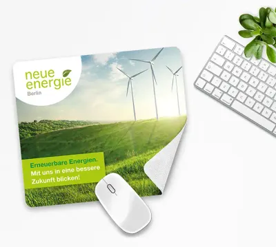 4in1 Mousepad und Microfasertuch aus rPET 23 x 20 cm