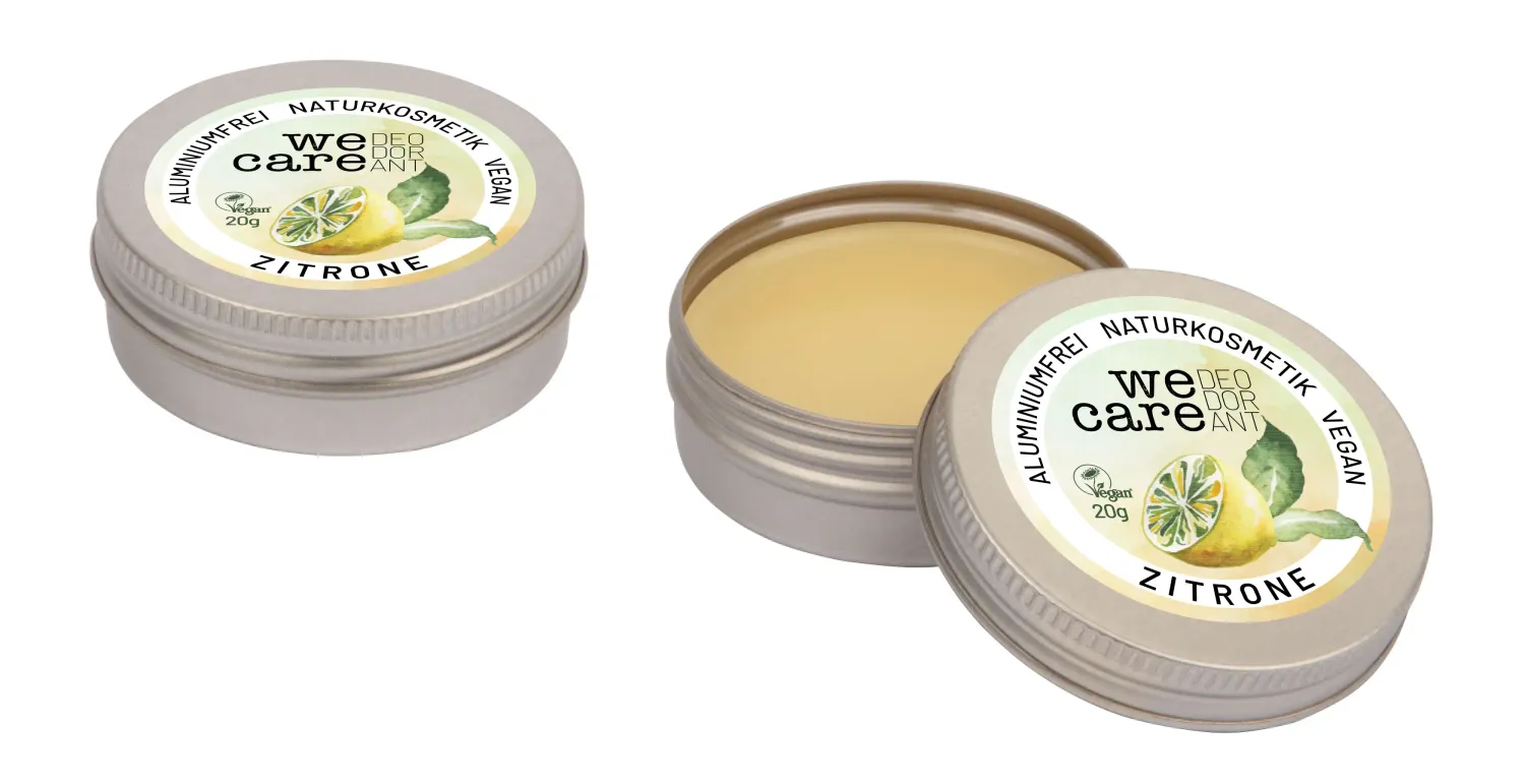 Deo in Alu-Tiegel vegan inklusive Druck auf der Verpackung als Werbegeschenk mit Logo