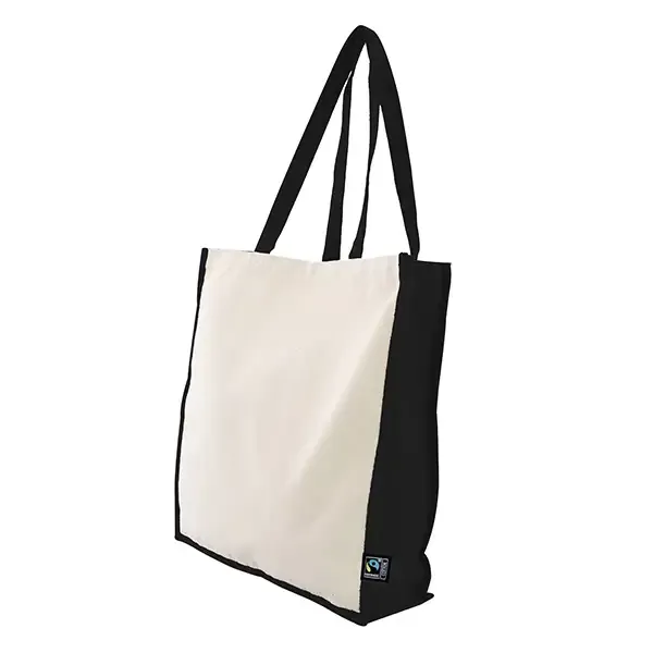 Fairtrade Tasche Lisa mit Logo bedrucken: robuste Baumwolltasche mit 390 g/m², fünf Farbkombinationen und Siebdruck 