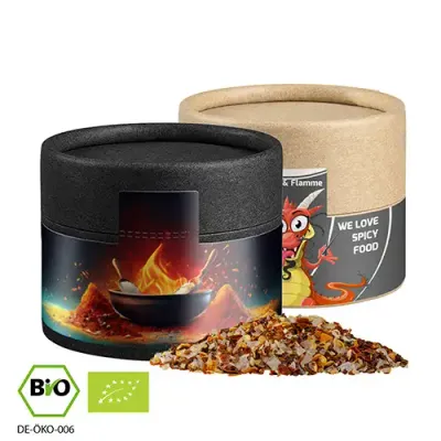 Bio Gewürzmischung Feuer und Flamme, ca. 40g Bio Gewürzmischung Feuer und Flamme, ca. 40g in Pappdose inklusive Druck auf dem Etikett als Werbeartikel mit Logo