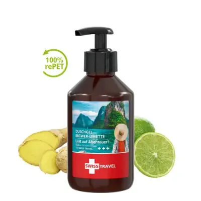 Duschgel Ingwer-Limette 250ml Duschgel Ingwer-Limette 250ml im Pumpspender inklusive Digitaldruck auf dem Etikett als Werbeartikel mit Logo