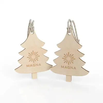 Weihnachtsbaumanhänger Tannenbaum Weihnachtsbaumanhänger Tannenbaum aus Holz mit Lasergravur oder Digitaldruck als Werbeartikel mit Logo