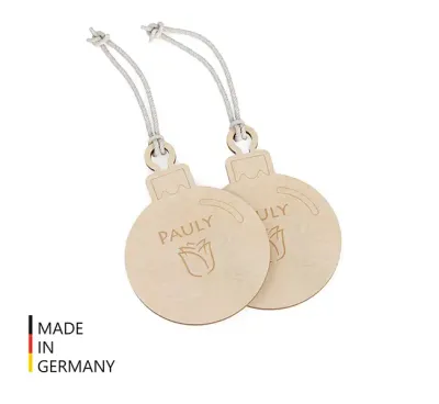 Weihnachtsbaumanhänger Christbaumkugel aus Holz made in Germany mit Lasergravur oder Digitaldruck als Werbeartikel mit Logo