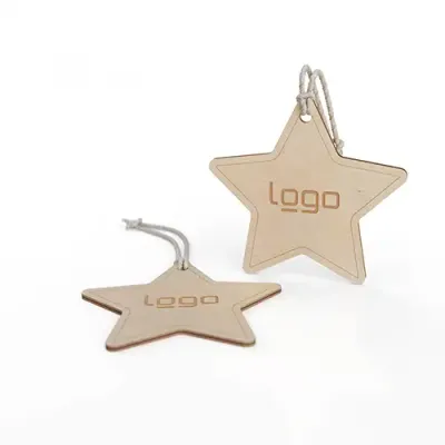 Weihnachtsbaumanhänger Stern Weihnachtsbaumanhänger Stern aus Holz mit Lasergravur oder Digitaldruck als Werbeartikel mit Logo
