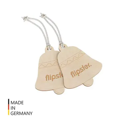 Weihnachtsbaumanhänger Glöckchen aus Holz mit Lasergravur oder Digitaldruck als Werbeartikel mit Logo