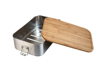 XXL Brotdose Bambus-Edelstahl mit deinem Design als Werbegeschenk mit Logo
