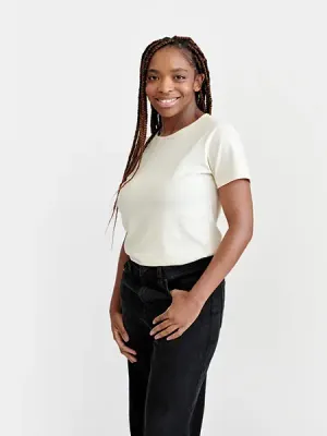 Damen T-Shirt Damen T-Shirt aus 60% recycelter Baumwolle & 40% Polyester (recyceltes PET) mit Siebdruck als Werbeartikel mit Logo