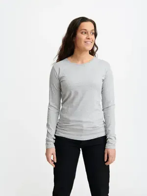 Damen Longsleeve Damen Longsleeve aus 60% recycelter Baumwolle & 40% Polyester (recyceltes PET) mit Siebdruck als Werbeartikel mit Logo