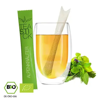 Bio TeaStick - Alpenkräuter inklusive Digitaldruck auf der Verpackung als Giveaway mit Logo