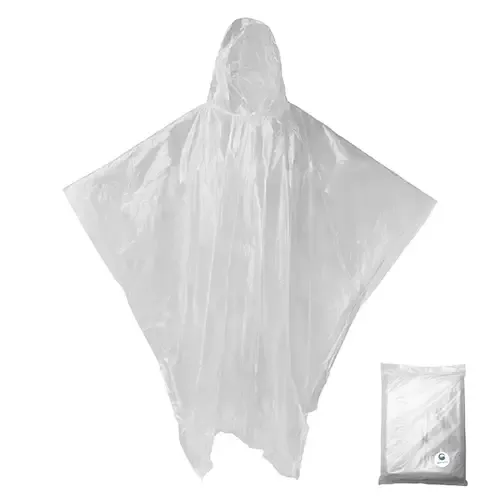 Regenponcho Hans aus Maisstärke / Bio-Kunststoff mit Druck auf der Verpackung als Giveaway mit Logo