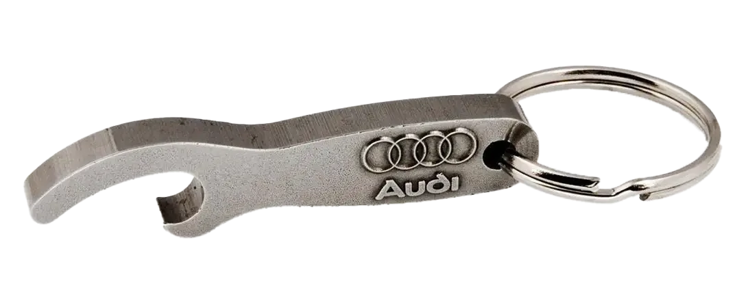 Metall Flaschenöffner mit Schlüsselanhänger inklusive Prägung als Giveaway mit Logo für Events