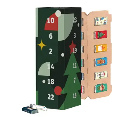 FSC®-zertifizierter Eco High Tower Adventskalender inklusive Druck auf dem Kalender als hochwertiges Geschenk mit Logo