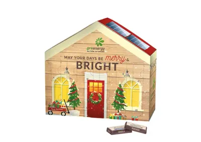 FSC®-zertifizierter Adventskalender Haus FSC®-zertifizierter Adventskalender Haus inklusive Druck auf dem Kalender als hochwertiges Mitarbeitergeschenk mit Logo