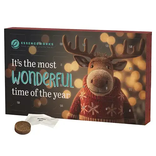 FSC®-zertifizierter Adventskalender Eco L gefüllt mit Saaten inklusive Druck auf dem Kalender als Werbegeschenk mit Logo