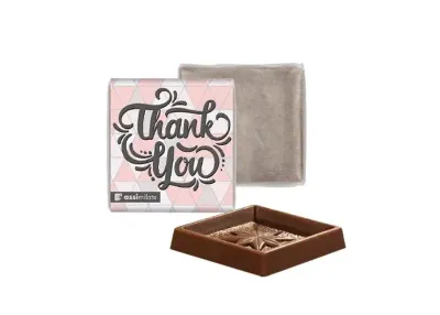 Quadrat Täfelchen Schokolade Quadrat Täfelchen Schokolade mit Fairtrade-Zutaten inklusive Druck als Giveaway mit Logo