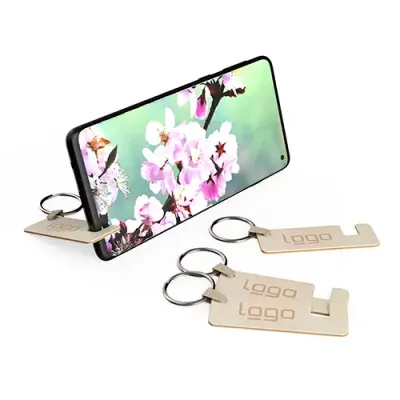 Handyhalter Standy Handyhalter Standy als Schlüsselanhänger für Unterwegs mit Lasergravur oder Druck als Werbeartikel mit Logo
