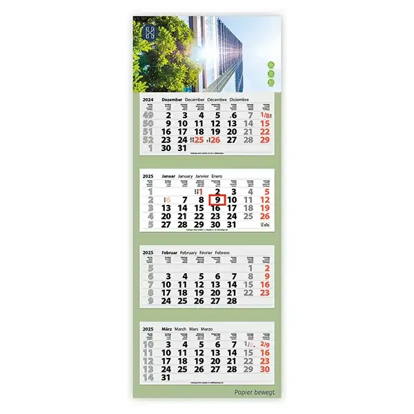 4-Monats Faltkalender "Quatrus-Light Plus" mit Digitaldruck als Werbeartikel für Firmen
