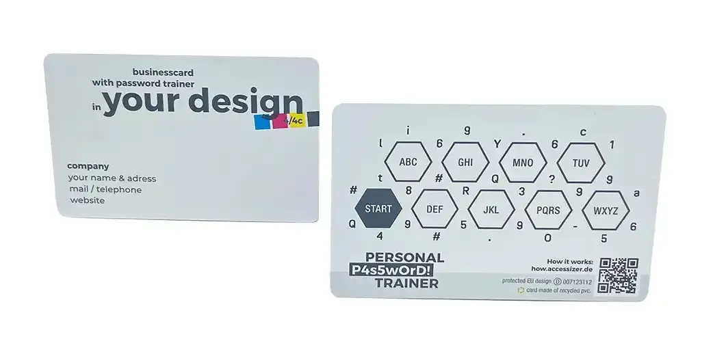 Business Card Passwort-Trainer inklusive Druck als Werbeartikel für die IT mit Logo
