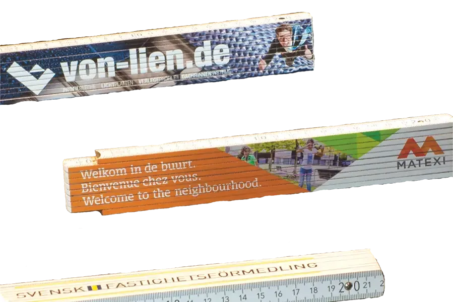 Holz-Zollstock - Trockenbau 2m aus Buchenholz mit Druck als Werbeartikel mit Logo für Firmen